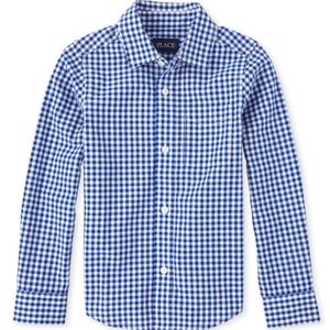 Men's The Children's Place navy and white gingham print button down, Navy